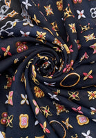 Jewellery Print Silk Scarf with Chain Border