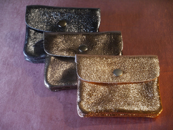 Metallic Leather Coin & Card Purse