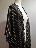 Black and Silver Striped Pom Pom Kaftan